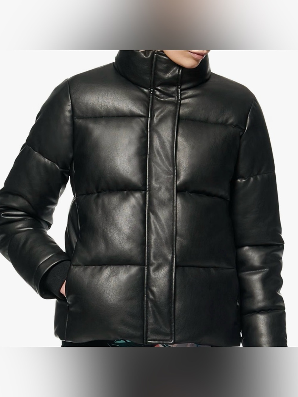 Black Quilted Faux Leather Puffer Jacket by Andrew Mark (similar to Aritzia )